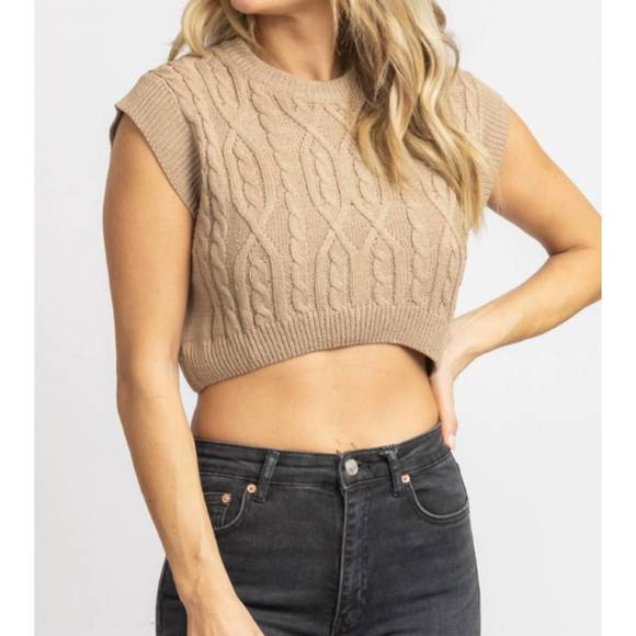 NEW MIMOSA cableknit nora crop tank in taupe - Picture 5 of 7